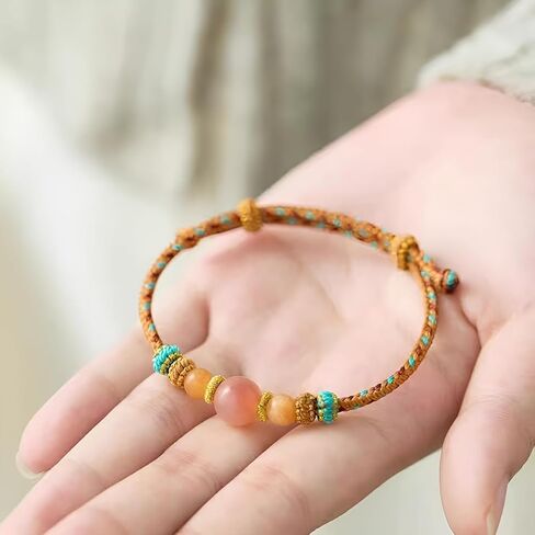 Natural Candy Agate and Carnelian Bracelet for Women, Dainty Sweet Bohemian Stretch String, Cute Good Luck Charm for Friendship, Love, Healing and Positive Energy in Saudi Arabia