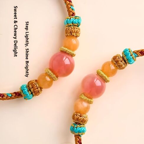 Natural Candy Agate and Carnelian Bracelet for Women, Dainty Sweet Bohemian Stretch String, Cute Good Luck Charm for Friendship, Love, Healing and Positive Energy in Saudi Arabia