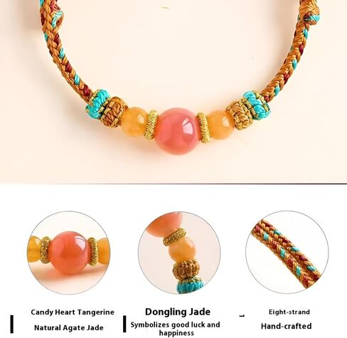 Natural Candy Agate and Carnelian Bracelet for Women, Dainty Sweet Bohemian Stretch String, Cute Good Luck Charm for Friendship, Love, Healing and Positive Energy in Saudi Arabia