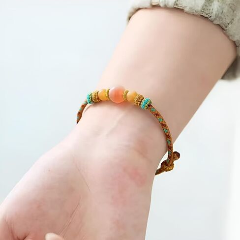 Natural Candy Agate and Carnelian Bracelet for Women, Dainty Sweet Bohemian Stretch String, Cute Good Luck Charm for Friendship, Love, Healing and Positive Energy in Saudi Arabia