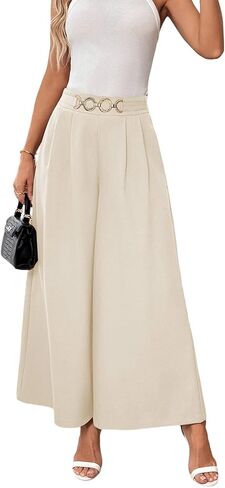 SHEWIN Womens Wide Leg Dress Pants Elastic High Waisted Business Work Trousers Casual Loose Palazzo Pant 2026 in Kuwait