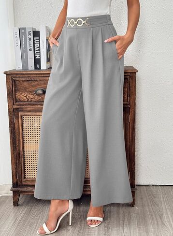 SHEWIN Womens Wide Leg Dress Pants Elastic High Waisted Business Work Trousers Casual Loose Palazzo Pant 2026 in Kuwait