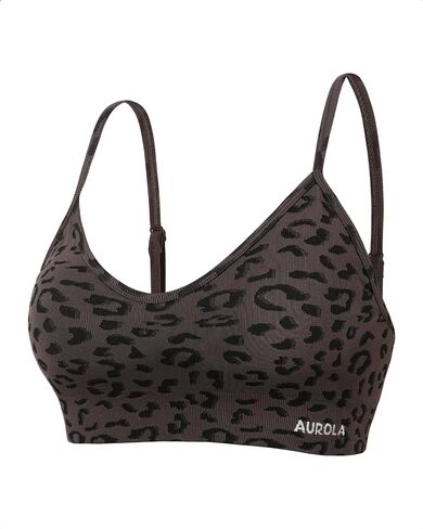 AUROLA Leopard Cheetah Sports Bras for Women,Backless Padded Strappy Seamless Workout Gym Yoga Active Tops in Kuwait