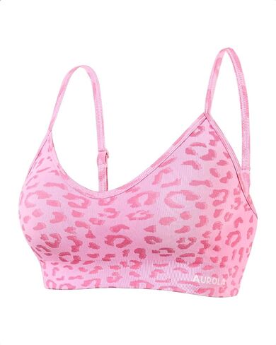 AUROLA Leopard Cheetah Sports Bras for Women,Backless Padded Strappy Seamless Workout Gym Yoga Active Tops in Kuwait