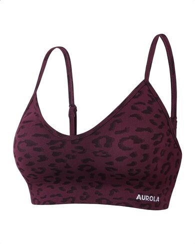 AUROLA Leopard Cheetah Sports Bras for Women,Backless Padded Strappy Seamless Workout Gym Yoga Active Tops in Kuwait