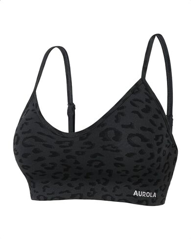 AUROLA Leopard Cheetah Sports Bras for Women,Backless Padded Strappy Seamless Workout Gym Yoga Active Tops in Kuwait