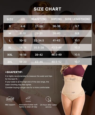 SHAPELLX Womens Shapewear Thong Tummy Control Shaping Thong Body Shaper Tummy Control Shapewear with Hook Zipper Closure Beige Large in Kuwait