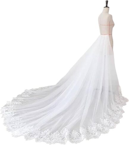 Wedding Dress Trailing Petticoat Bridal Dress Tulle Lace Decal Detachable Skirt Length Trailing Women's Wedding in Saudi Arabia