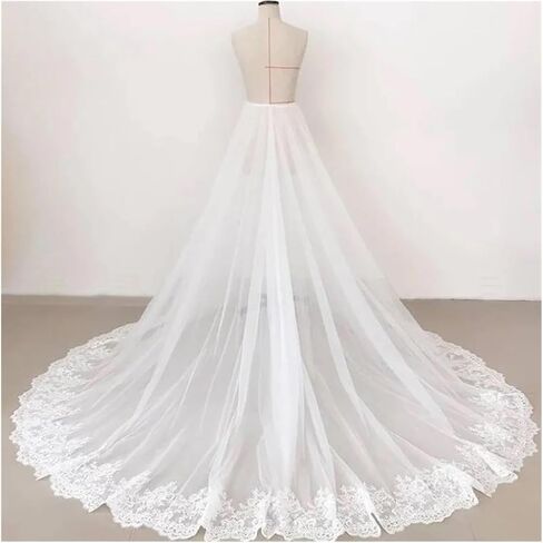 Wedding Dress Trailing Petticoat Bridal Dress Tulle Lace Decal Detachable Skirt Length Trailing Women's Wedding in Saudi Arabia
