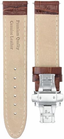 Ewatchparts 24mm Leather Watch Band Strap Clasp Compatible With Breitling Navitimer, Bentley Light Brown With White Stitching in Saudi Arabia