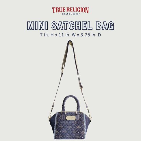 حقيبة يد نسائية من True Religion، حقيبة يد من قماش الدنيم المتآكل مع حزام كتف قابل للتعديل، من قماش الدنيم in Kuwait
