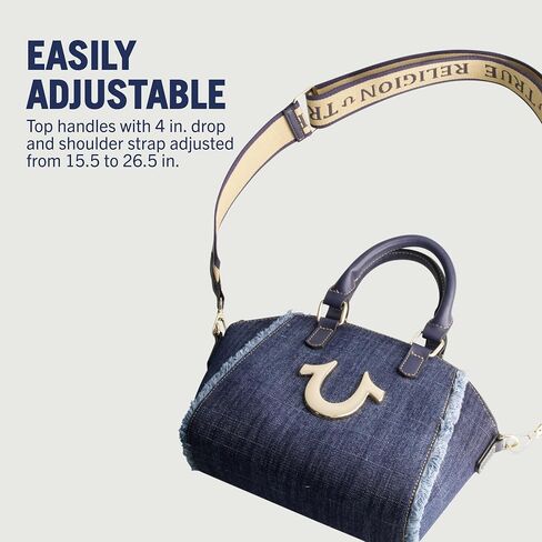 حقيبة يد نسائية من True Religion، حقيبة يد من قماش الدنيم المتآكل مع حزام كتف قابل للتعديل، من قماش الدنيم in Kuwait