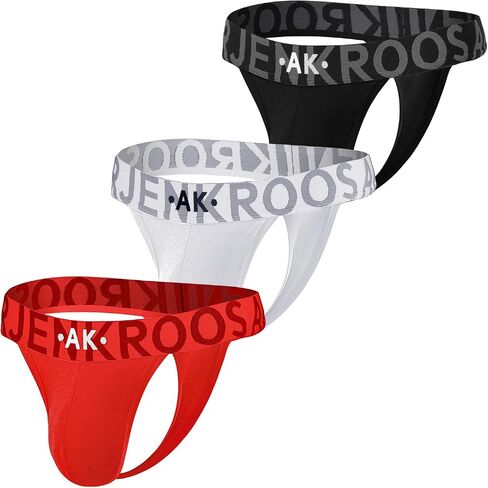 Arjen Kroos Mens Thong Wide Band Low Rise Pouch Bikini Underwear Cotton Thongs for Mens Lingerie Athletic Supporters 3 Pack in Kuwait