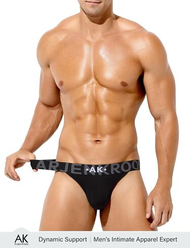 Arjen Kroos Mens Thong Wide Band Low Rise Pouch Bikini Underwear Cotton Thongs for Mens Lingerie Athletic Supporters 3 Pack in Kuwait