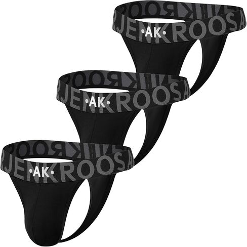Arjen Kroos Mens Thong Wide Band Low Rise Pouch Bikini Underwear Cotton Thongs for Mens Lingerie Athletic Supporters 3 Pack in Kuwait