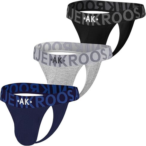 Arjen Kroos Mens Thong Wide Band Low Rise Pouch Bikini Underwear Cotton Thongs for Mens Lingerie Athletic Supporters 3 Pack in Kuwait