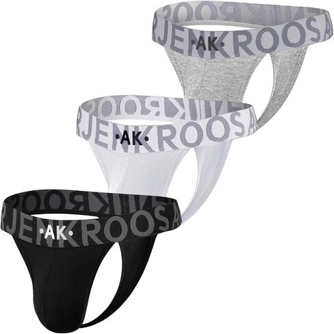Arjen Kroos Mens Thong Wide Band Low Rise Pouch Bikini Underwear Cotton Thongs for Mens Lingerie Athletic Supporters 3 Pack in Kuwait