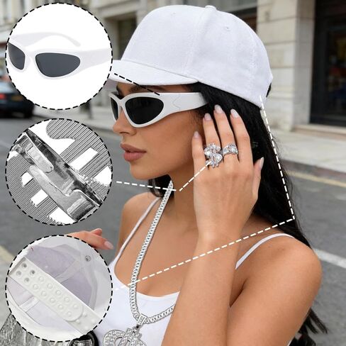 Hip Hop Costume Kit, 80s 90s 2000s Boy Hip Hop Rapper Accessories Set for Men, Old School Rapper Costume Accessories with Glasses Faux Dollar Sign Chain Rings Hat for Men 80s 90s Themed Party Accessories Supplies in Saudi Arabia