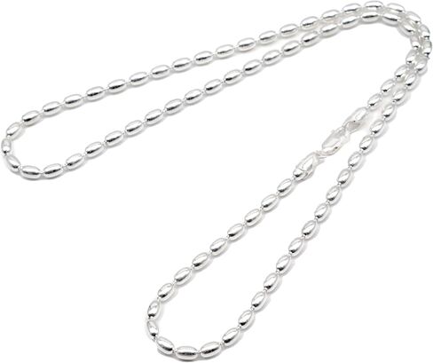 Sterling Silver Charleston Rice Bead Sturdy Necklace Chain 4 x 5mm Beads 400ga with Lobster Clasp in Saudi Arabia