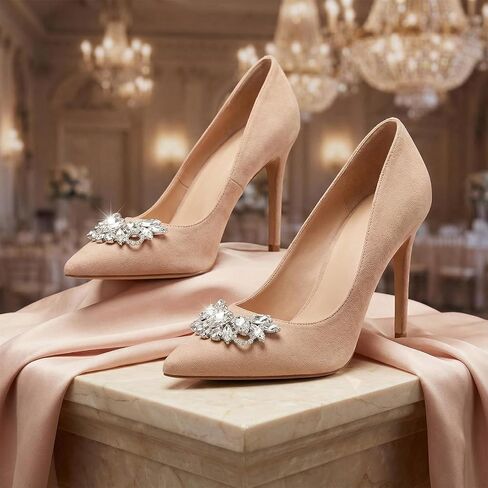 4 PCS Rhinestone Shoe Clips for Women, Sparkling Crystal Diamond Shoe Charms Detachable Buckles, Elegant Silver Shoe Clips for Wedding Bridal Prom Party High Heels Pumps Flats in Kuwait