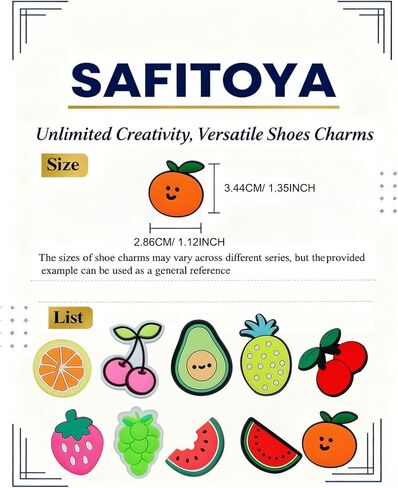 Decorative Fruit Cherry Shoe Charms Pack for Women Girls, 12 Pieces, Accessories for Clogs Sandals in Saudi Arabia
