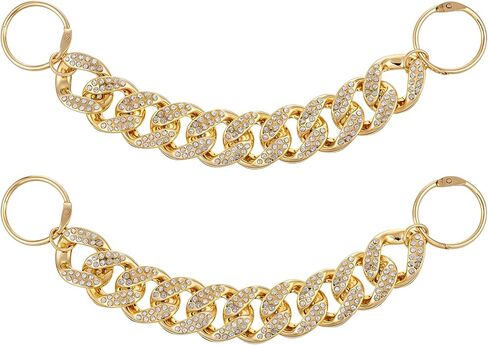 سلسلة سحر الأحذية، سلاسل لامعة من أحجار الراين الذهبية، زينة أحذية لطيفة، سلاسل كريستال للصنادل الصيفية للفتيات، إكسسوارات الأحذية DIY in Kuwait