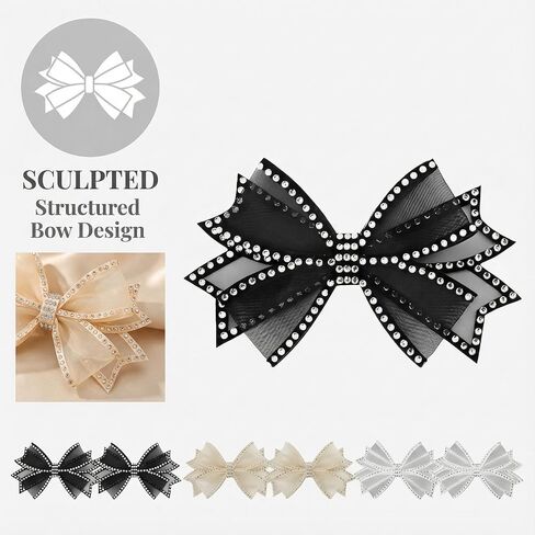 3 Pairs Elegant Rhinestone Bow Shoe Clips, Detachable Shoe Jewelry Accessories for Women's Dress Shoes, Bridal Wedding Party Prom Decorations in Saudi Arabia