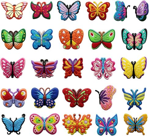 26 Pcs Butterfly Shoe Charms,PVC Colorful Butterfly Charms for Clog Shoes,DIY Sandals,Beach Sandals,Water Shoes, Shoe Decoration Accessories Gifts in Saudi Arabia