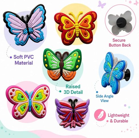 26 Pcs Butterfly Shoe Charms,PVC Colorful Butterfly Charms for Clog Shoes,DIY Sandals,Beach Sandals,Water Shoes, Shoe Decoration Accessories Gifts in Saudi Arabia