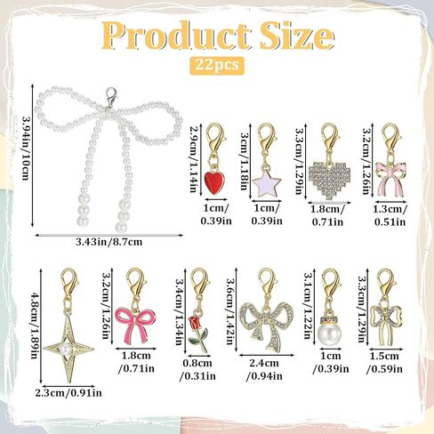 22 PCS Shoe Charms for Sneakers Gold Shoes Laces Decoration Bow Pendant with Lobster Clasp Handmade Jewelry Accessory Cute Flowers Shoelace Clips for Women Girls Personalized Gift 10 Styles in Saudi Arabia