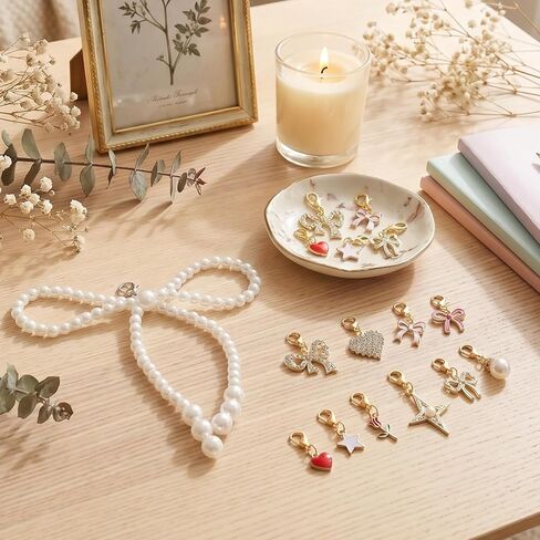 22 PCS Shoe Charms for Sneakers Gold Shoes Laces Decoration Bow Pendant with Lobster Clasp Handmade Jewelry Accessory Cute Flowers Shoelace Clips for Women Girls Personalized Gift 10 Styles in Saudi Arabia