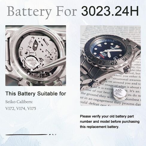 for Seiko 3023.24H TS920E Replacement Battery - Rechargeable for V172, V174, V175 Watches - Reliable Power Solution in Kuwait