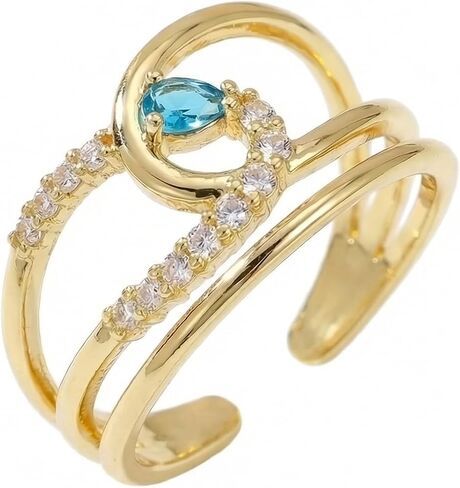 Jean Beau Gold Silver Chunky Statement Open Ring for Women, Trendy Adjustable Twist Cubic Zirconia Ring Wedding Prom Jewelry Gift in Saudi Arabia