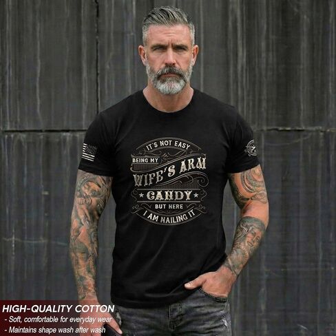 Its Not Easy Being My Wife's Arm Candy Shirt, Funny Husband and Wife Shirts, Wife Arm Candy Tshirt 2 in Saudi Arabia