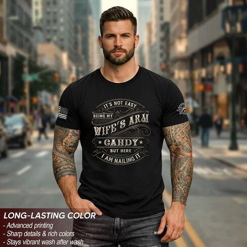 Its Not Easy Being My Wife's Arm Candy Shirt, Funny Husband and Wife Shirts, Wife Arm Candy Tshirt 2 in Saudi Arabia