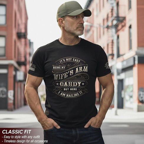 Its Not Easy Being My Wife's Arm Candy Shirt, Funny Husband and Wife Shirts, Wife Arm Candy Tshirt 2 in Saudi Arabia