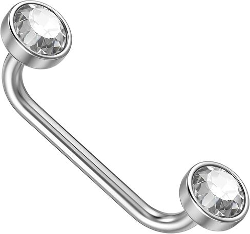14G Titanium Surface Piercing Jewelry Double Crystal Barbell Dermal Staple Bar Piercing Jewelry Internally Threaded Anti Eyebrow Jewelrys Unisex 12mm in Saudi Arabia