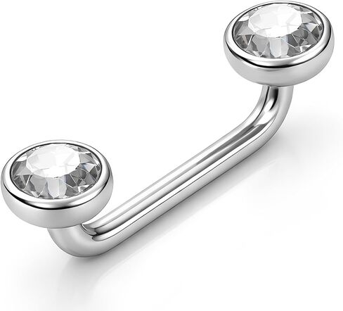 14G Titanium Surface Piercing Jewelry Double Crystal Barbell Dermal Staple Bar Piercing Jewelry Internally Threaded Anti Eyebrow Jewelrys Unisex 12mm in Saudi Arabia