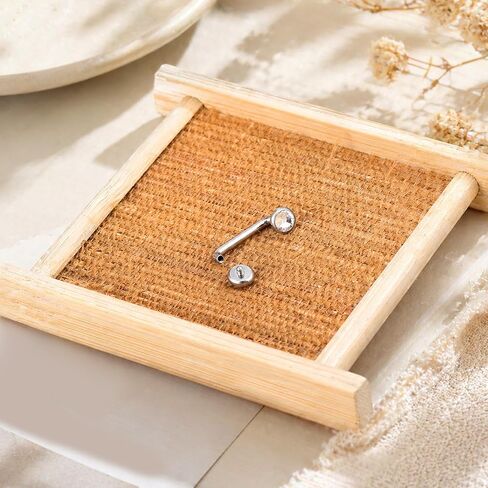 14G Titanium Surface Piercing Jewelry Double Crystal Barbell Dermal Staple Bar Piercing Jewelry Internally Threaded Anti Eyebrow Jewelrys Unisex 12mm in Saudi Arabia