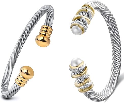 OSIRIDEH2 Elegant Twisted Cable Bangle Bracelet for Women - Open Cuff Classic Jewelry Gift for Anniversary, Valentine, Birthday in Saudi Arabia