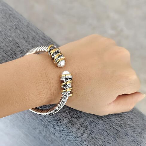 OSIRIDEH2 Elegant Twisted Cable Bangle Bracelet for Women - Open Cuff Classic Jewelry Gift for Anniversary, Valentine, Birthday in Saudi Arabia