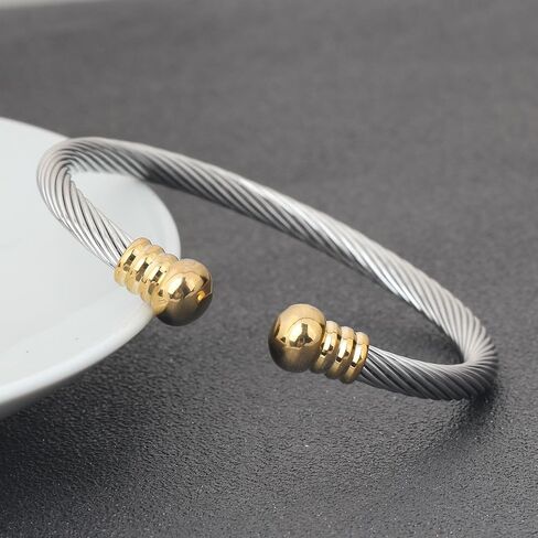 OSIRIDEH2 Elegant Twisted Cable Bangle Bracelet for Women - Open Cuff Classic Jewelry Gift for Anniversary, Valentine, Birthday in Saudi Arabia