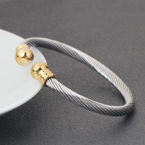 OSIRIDEH2 Elegant Twisted Cable Bangle Bracelet for Women - Open Cuff Classic Jewelry Gift for Anniversary, Valentine, Birthday in Saudi Arabia