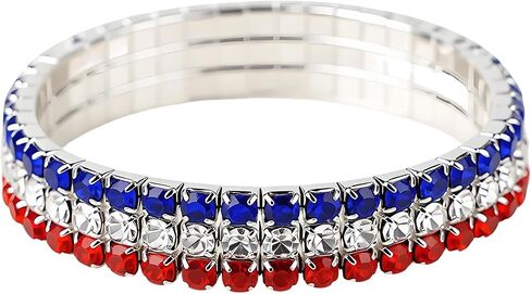 WCRAZYE 4th of July Bracelet for Women USA American Flag Red Blue White Bracelet Patriotic Outfits in Kuwait