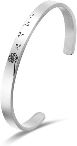FRCOLOR Titanium Steel Open Bracelet Dandelion Pattern Women Cuff Bangle Fashion Jewelry for Birthday in Kuwait