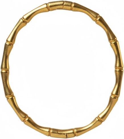 18K 18 Karat Yellow Gold Plated over Stainless Steel Bamboo Textured Bangle Bracelet, Nickel Free Waterproof hypoallergenic, Tarnish Resistant in Saudi Arabia
