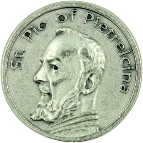 Patron Saint St Padre Pio of Pietrelcina Pocket Token with Prayer Back by Lumen Mundi in Saudi Arabia