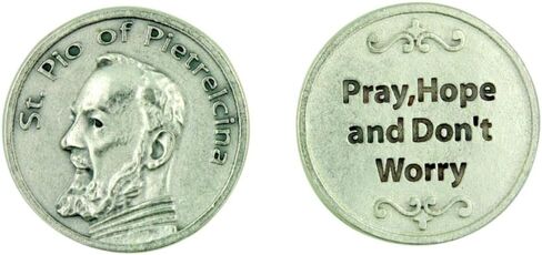 Patron Saint St Padre Pio of Pietrelcina Pocket Token with Prayer Back by Lumen Mundi in Saudi Arabia