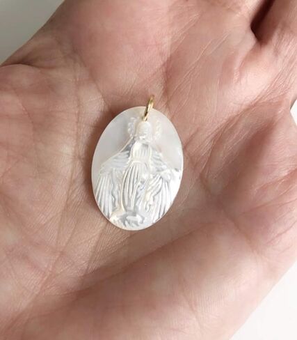 Miraculous Medal Pendant Mother of Pearl Virgin Mary Charm in Kuwait