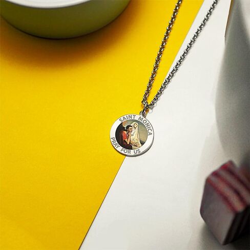 PicturesOnGold.com Saint Monica W/Her Son Saint Augustine Religious Medal Color - 2/3 Inch Size of Dime, Sterling Silver in Kuwait
